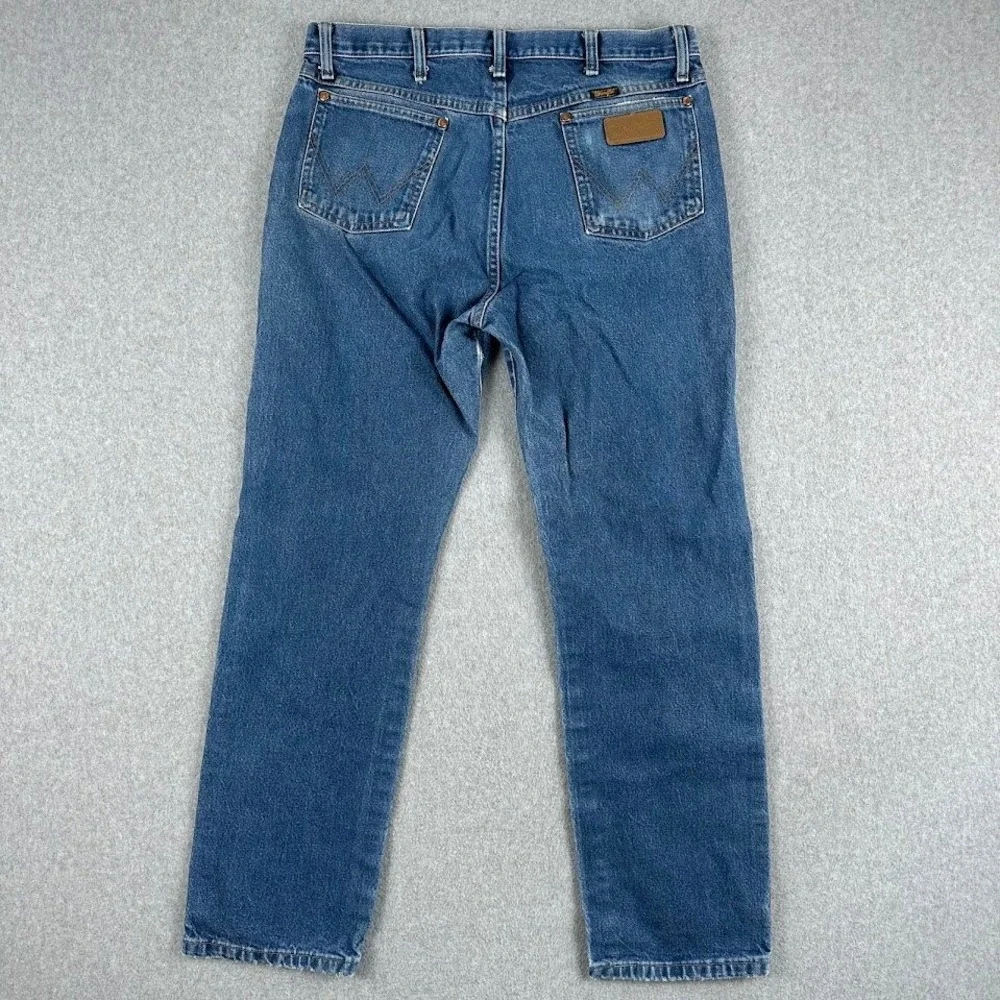 Wrangler Jeans‎ Mens Blue Denim Straight Leg Classic Fit 38x32 Western Rodeo Cow